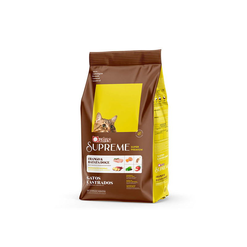 Ração Quatree Supreme para Gatos Castrados Sabor Frango e Batata Doce