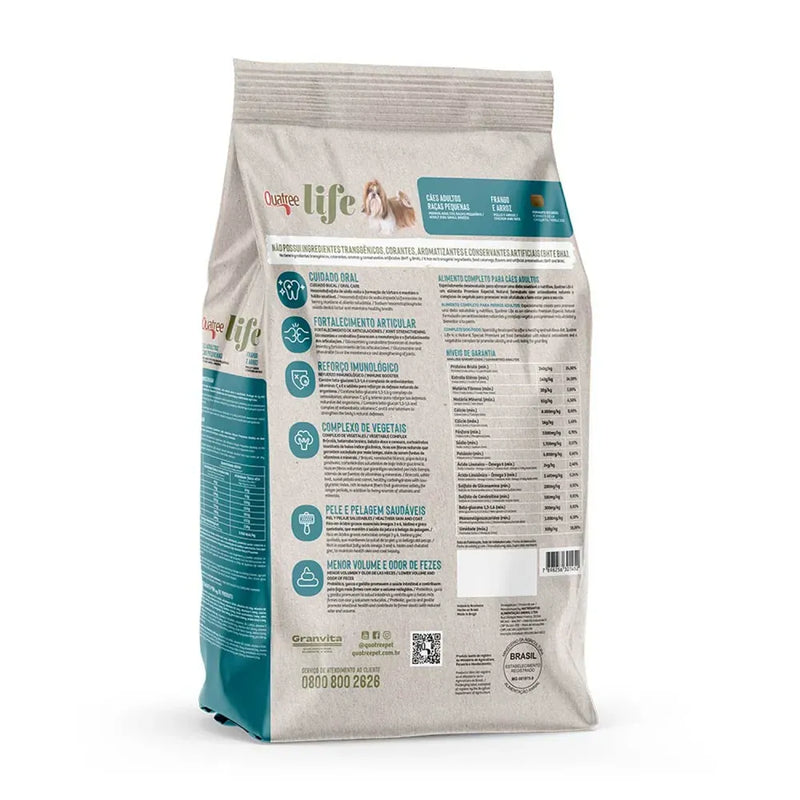 Ração Quatree Life Cães Adultos Raças Pequenas Frango