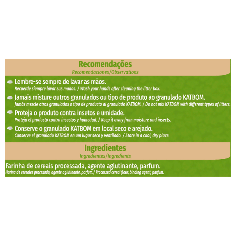 Areia para Gato Katbom Natural Granulado Higiênico Capim Limão