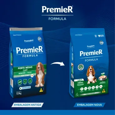 Ração Premier Formula Light Cães Adultos Raças Médias Frango 15 kg