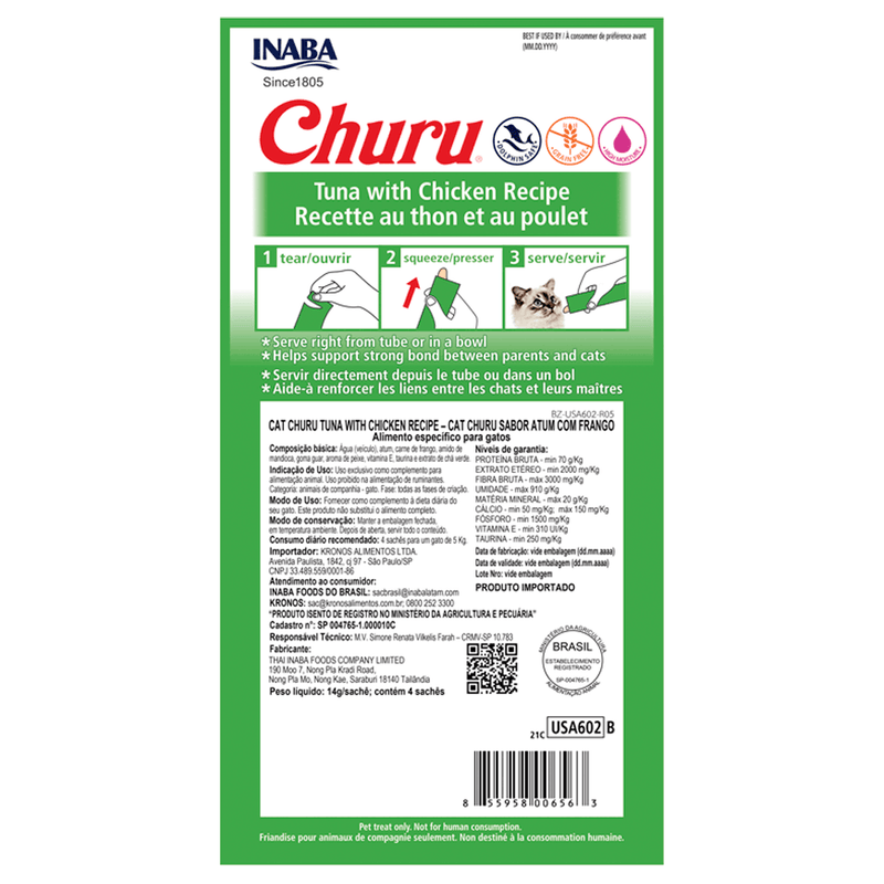 Petisco Churu Atum e Galinha para Gatos 56 g