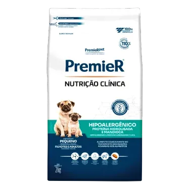 Ração Premier Nutrição Clínica Cães Hipoalergênico Proteína hidrolisada Raças Pequenas