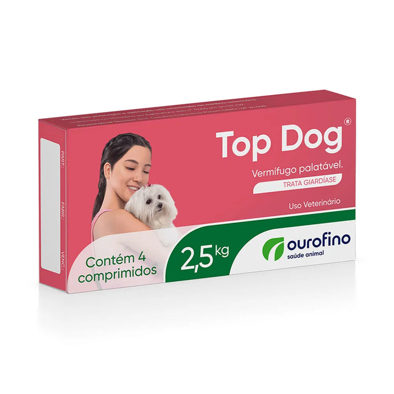 Vermífugo Top Dog para Cães 2,5kg 4 comprimidos