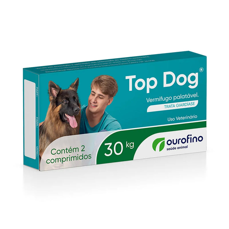 Vermífugo Top Dog para Cães 30kg 2 comprimidos