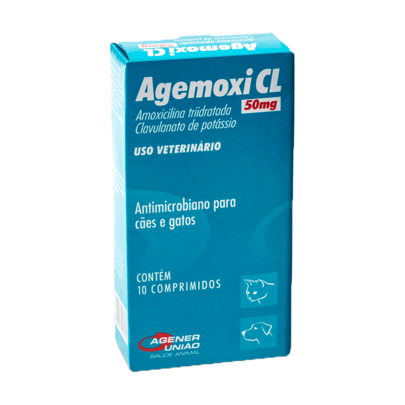 Antimicrobiano Agemoxi CL 50mg Cães e Gatos 10 comprimidos